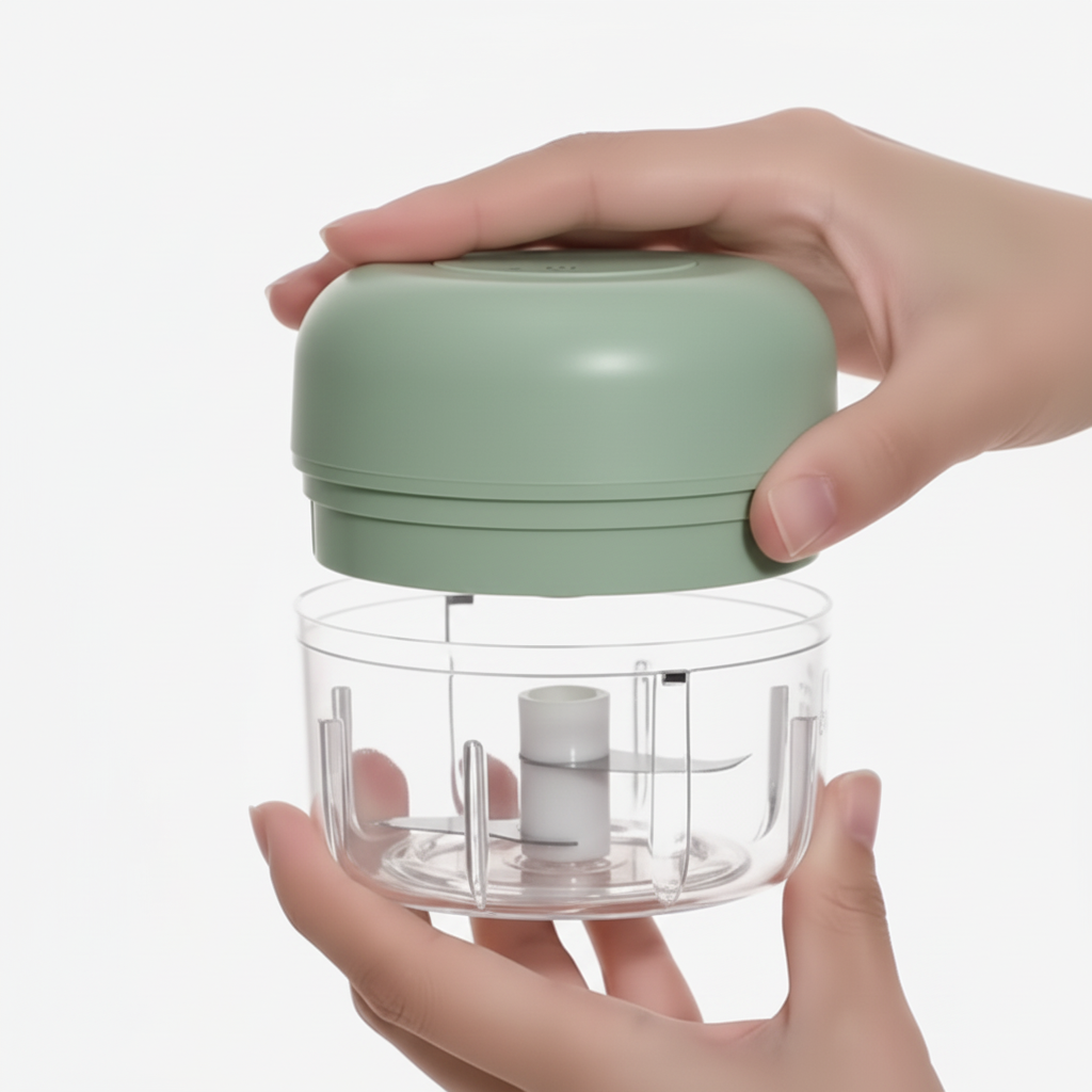 Garlic Chopper Sage Green In Hand